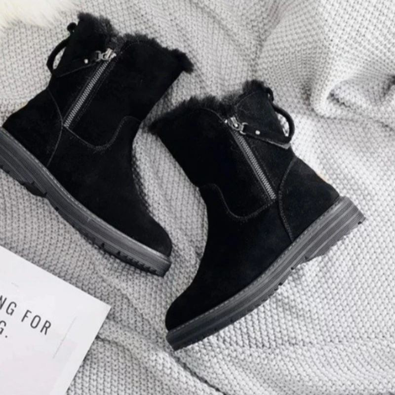 Women's Snow Boots Women's Boots Middle Calf Comfortable Warm Keeping Plush Zipper Women's Boots Casual Women's Winter Boots New