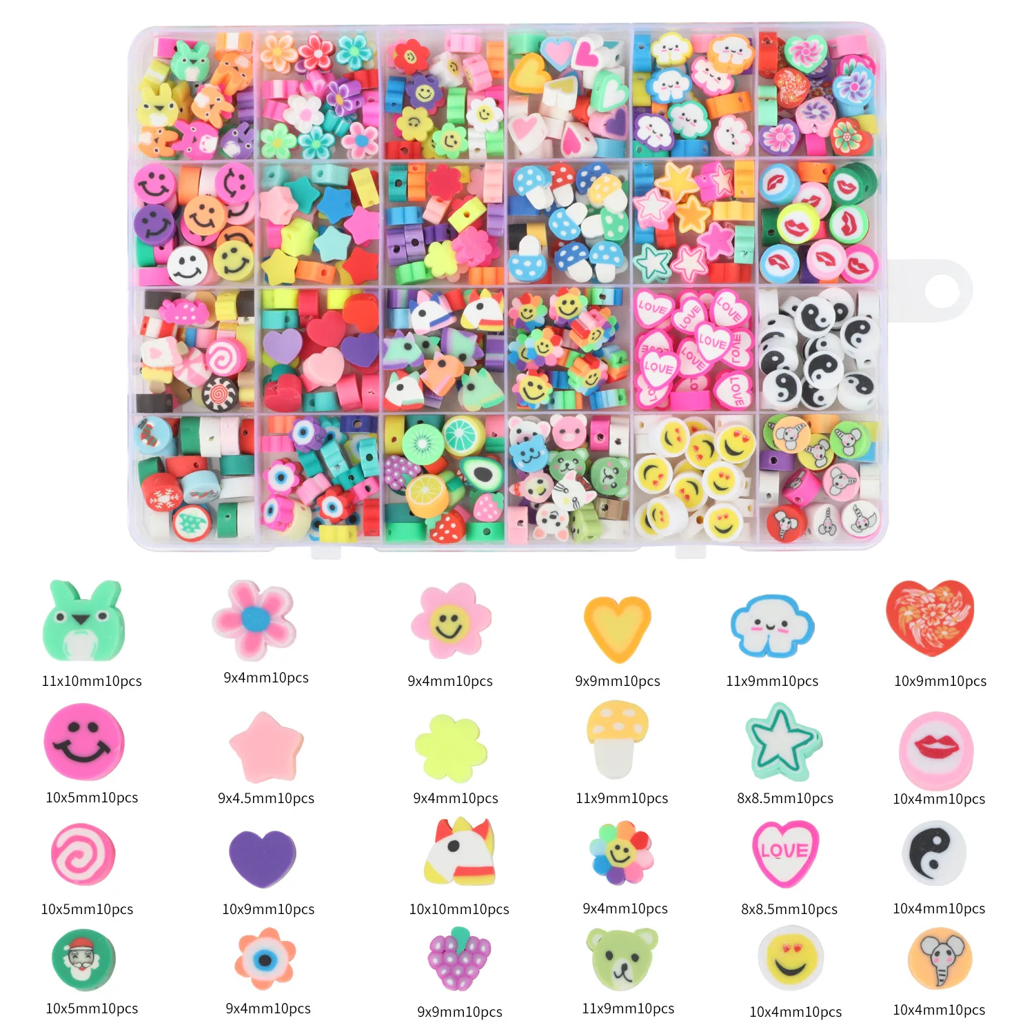 

DIY Polymer Clay Beads Combination Set For DIY Bracelet Earrings Smiling Face Devil's Eye Loose Spacer Bead For Jewelry Making