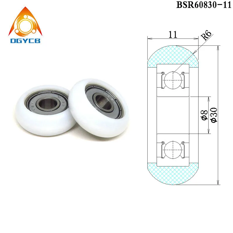 

1pcs 8x30x11mm Nylon Round Guide Rollers BSR60830-11 30mm POM Coated Pulleys Rowing Machine Seat Wheel 8*30*11 Plastic Bearings