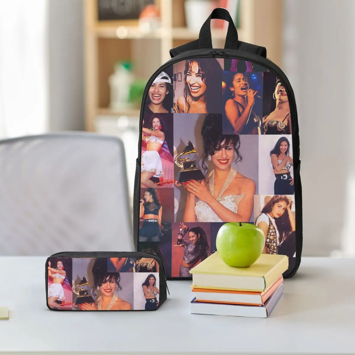 Фото Винтажный рюкзак Selena Quintanilla, студенческая сумка для книг, школьная сумка, сумки через плечо, 3 шт., изолированная сумка для обеда, пенал №2