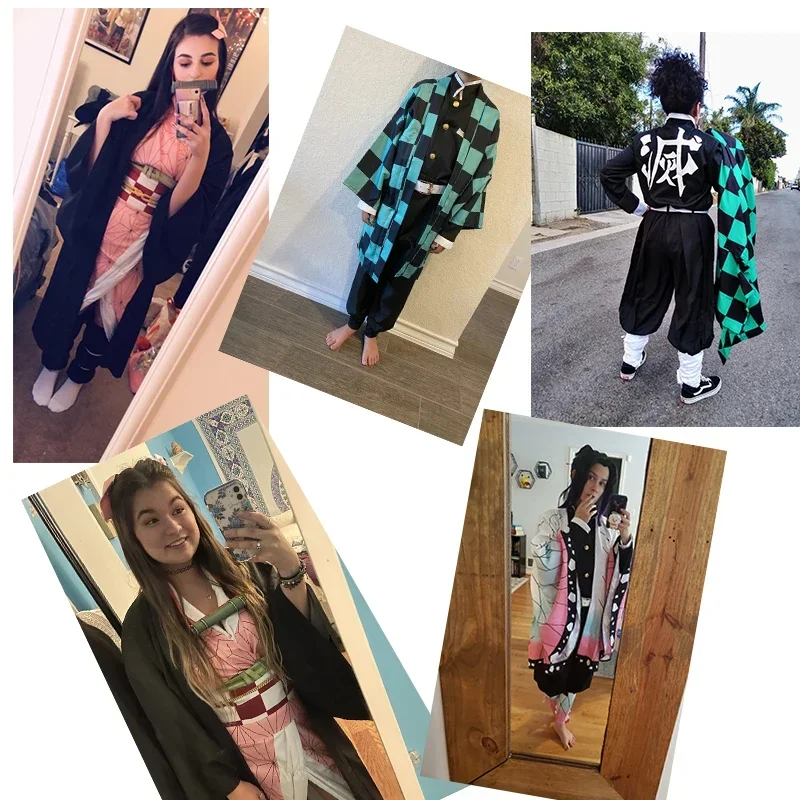 Аниме Demon Slayer Kimetsu no Yaiba Zenitsu Giyu Tanjirou Kamado Nezuko Косплей Женщины Мужчины Кимоно