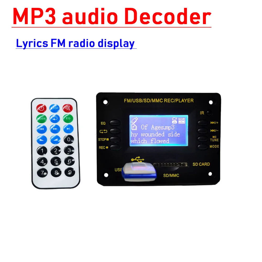 Bluetooth аудио ЖК-дисплей MP3 плеер без потерь декодер плата USB SD AUX MIC запись FM радио