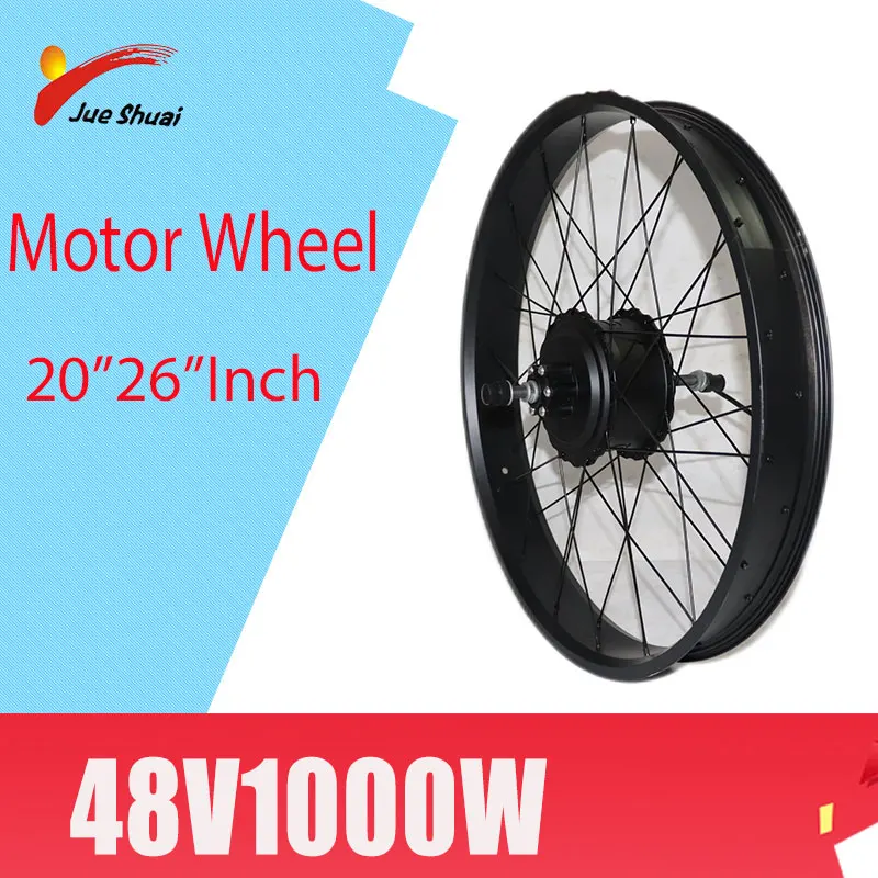 

48V 1000W Electric Bike Motor Wheel Rear Fat Tire 20"26" 4.0 EBike Conversion Kit Brushless Gear Hub Motor V Brake/ Disc Brake