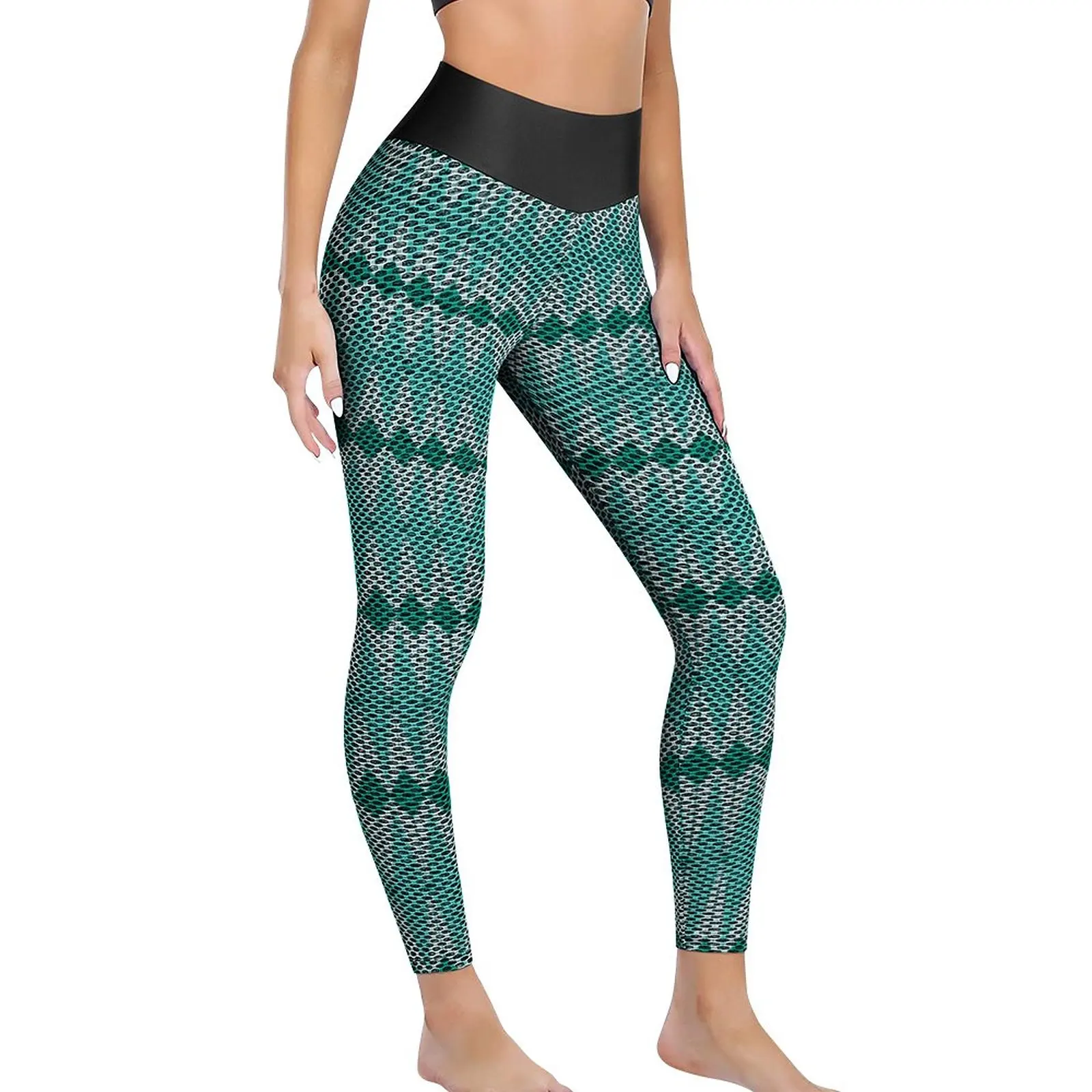 

Mid-Centu Yoga Pants Sexy Geometric Diamonds Print Graphic Leggings Push Up Workout Leggins Breathable Stretchy Sports Tights