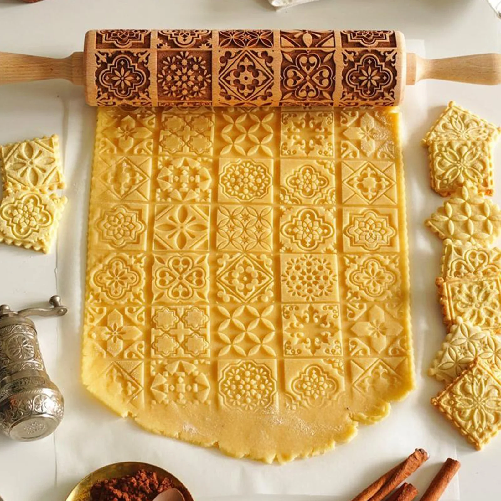 

Деревянная Скалка с креативным рисунком для домашнего печенья печенье, фондан, пирог для теста кухонная рельефная гравировочная булавка