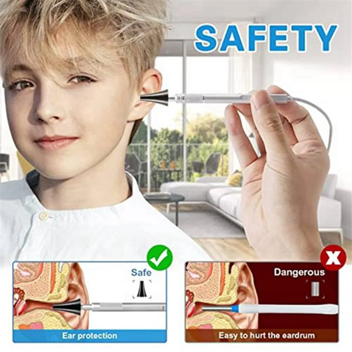 Цифровой отоскоп с 7-дюймовым экраном ушной камерой визуальной насадкой для ушей