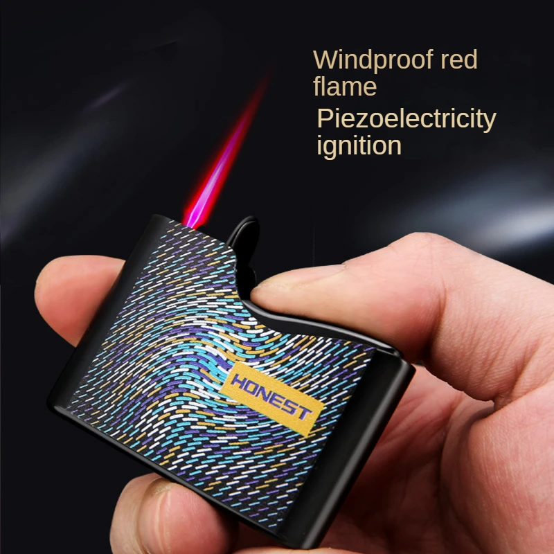 

Inflatable Metal Lighter Windproof Fashion Personality Red Fire Smoking Set Butane Gas Lighter Smoke Accessoires