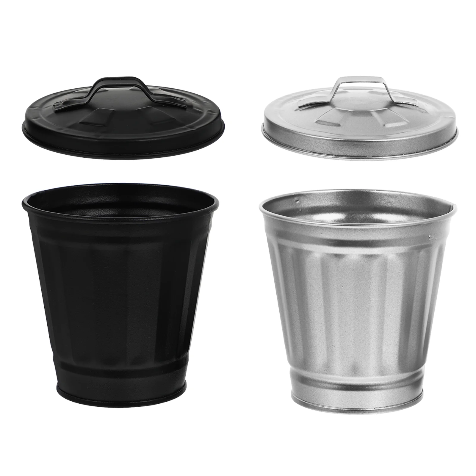 

Trash Can Garbage Bin Waste Mini Desktop Holder Metal Countertop Cans Tiny Tabletop Pen Basket Brush Iron Decorative Lid Bucket