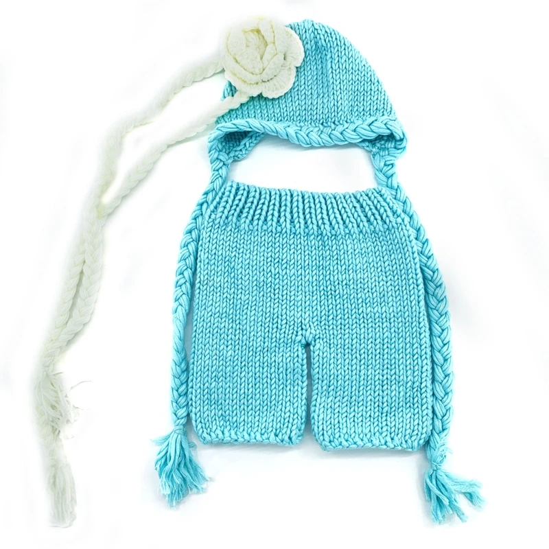 

2 Pcs Newborn Photography Props Crochet Outfits Baby Knitting Short Pants Hat Set Shorts Beanies for Infants Photo Shooting