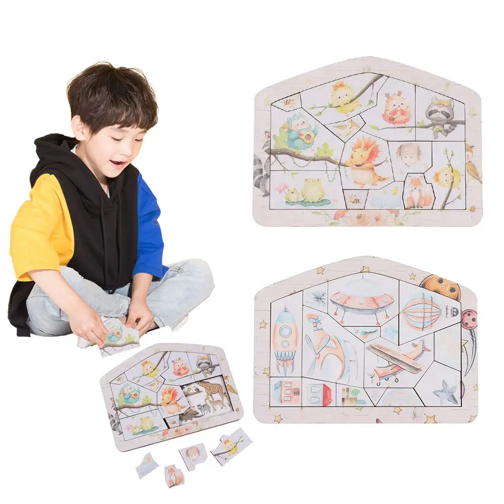 

Gifts Education Brain Home Decor Decompress Toys Wooden Puzzle Alien Spaceship Jigsaw Animal Puzzles Tangram