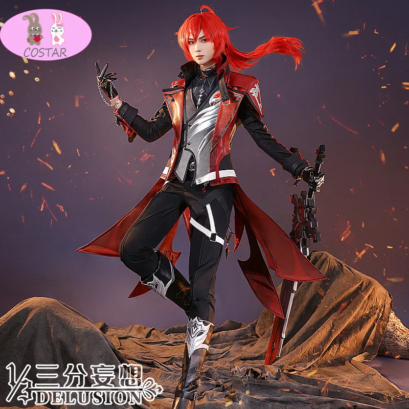 

Game Genshin Impact Diluc Blackish Red The Whole Night Dress Uniform Cosplay Costume Halloween Men Free Shipping 2022 New Anime