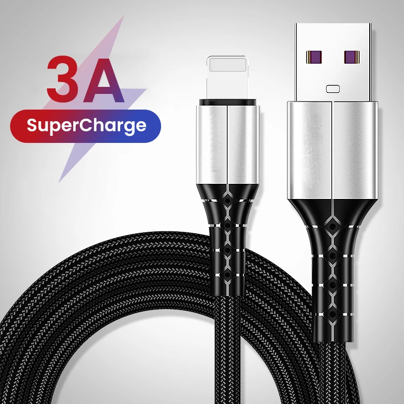 

3A Fast Charging USB Data Cable 0.3/1/1.5m USB A To 8 Pin Kable For iPhone Charger Nylon Braid Cord For iPhone 13 12 11 Pro
