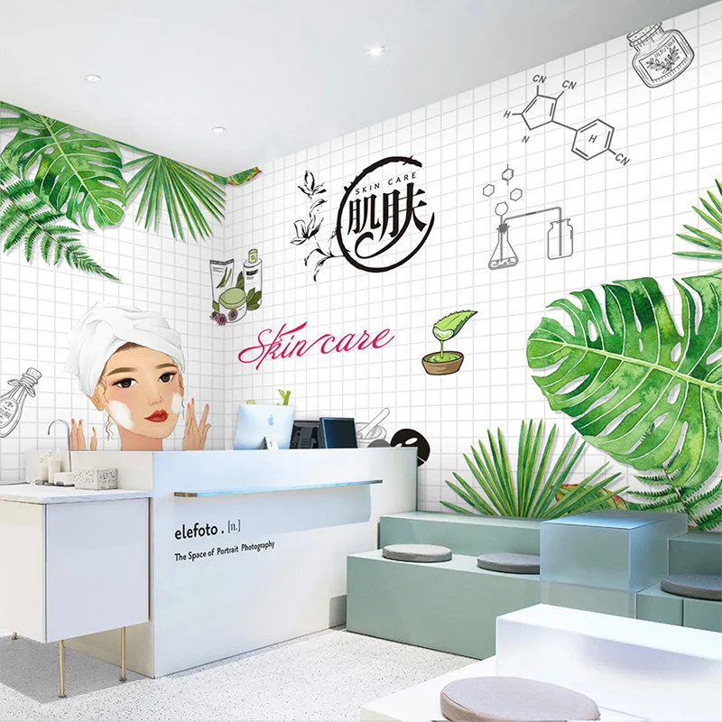 Пользовательские 3D скандинавские модные самоклеящиеся обои для салона красоты