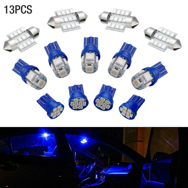 

13pcs / Set Car LED T10 Compartment Light License Plate Light Set White And Blue Two Options