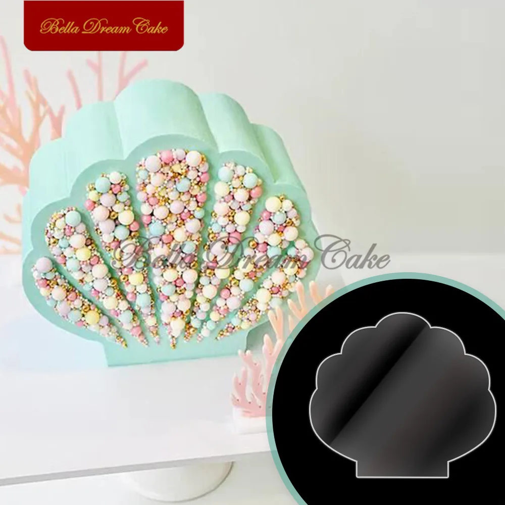 

2pc/set Seashell Design Clear Acrylic Cake Disks DIY Buttercream Smoothing Cake Board Wedding Tray Cake Decorating Tool Bakeware