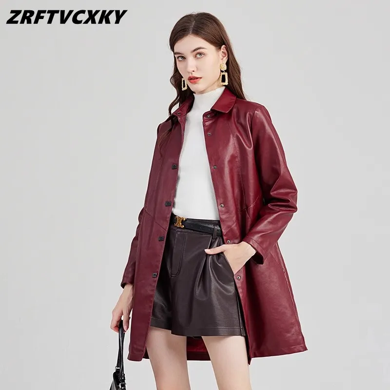 

Новое поступление, Длинная женская куртка из искусственной кожи на осень и зиму, верхняя одежда в стиле High Street с длинным рукавом, женские однобортные толстые хлопковые пальто