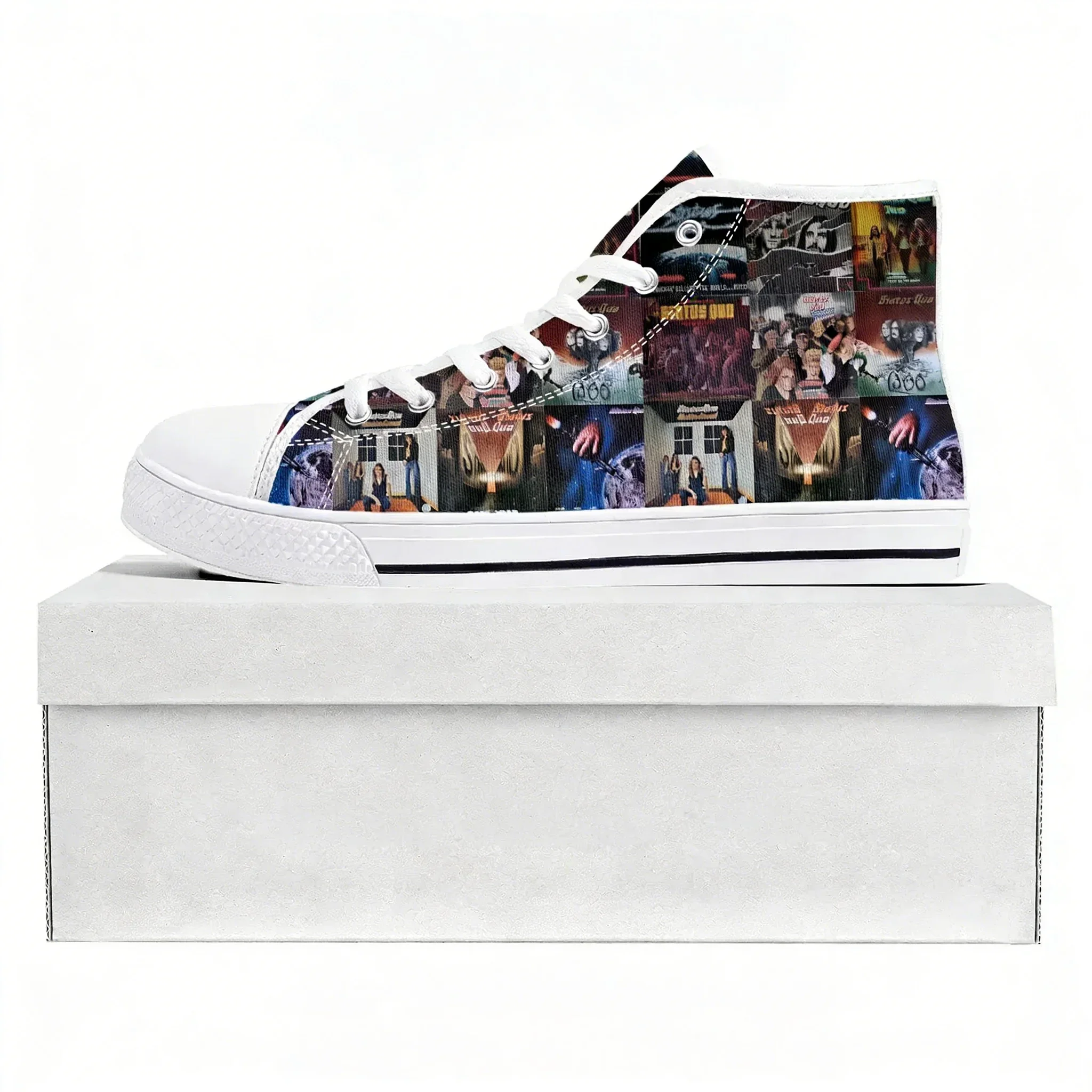 Фото Кроссовки Status Quo Rock Band Fashion High Top высокого качества для мужчин, женщин и подростков, повседневная обувь для пар, индивидуальный дизайн. №4