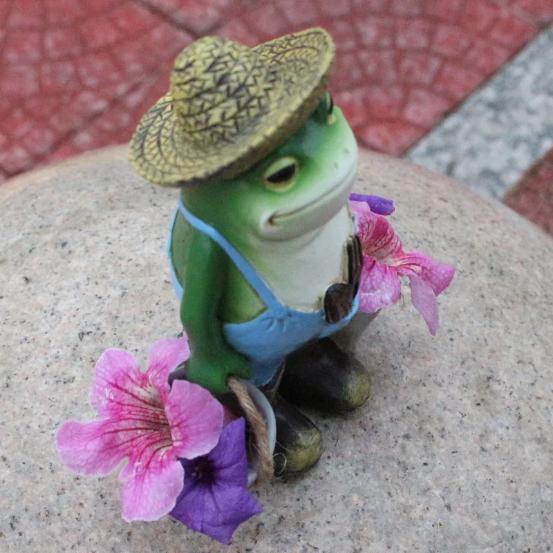 

Creative and Lovely Resin Frog Miniature Action Figure Garden Decoration Home Balcony Living Room Office Micro-View Decoration
