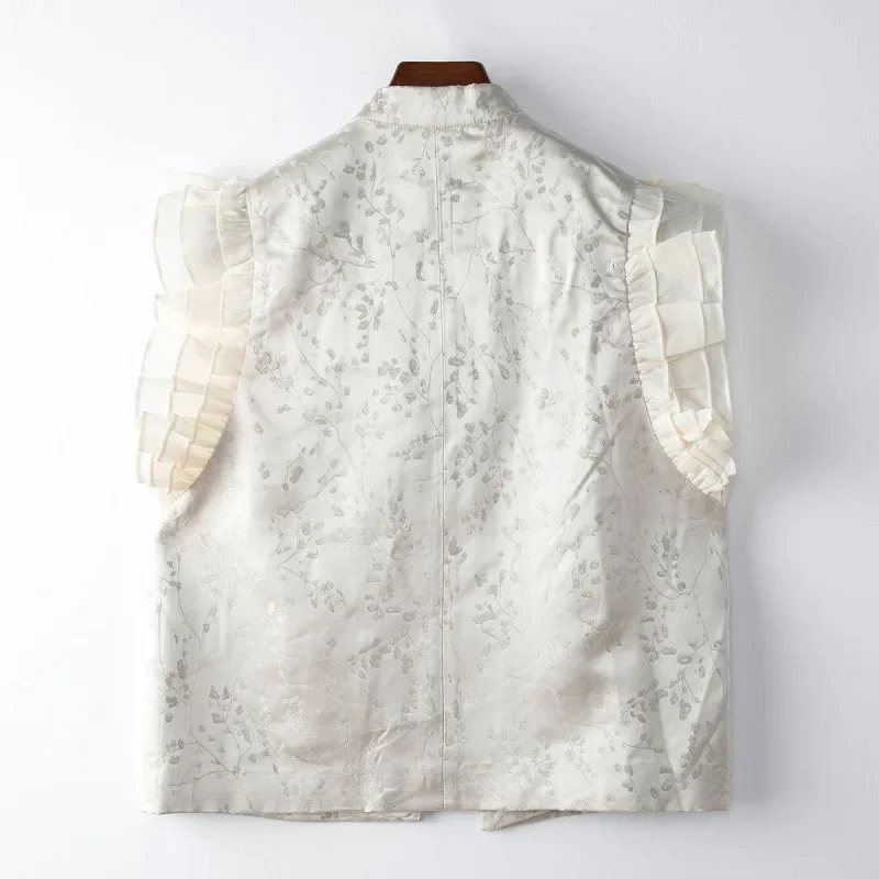 Nichevest женский летний новый стиль 2024 50% шелковый китайский жилет на пуговицах с
