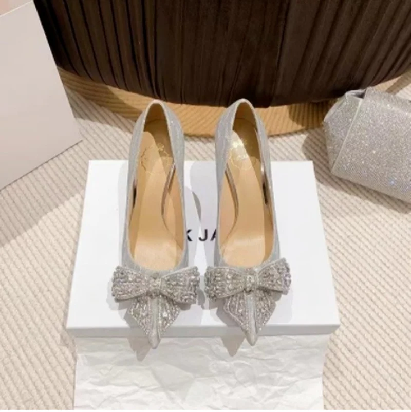 

Shoes Bride Main Wedding Dress Shoes Women Stiletto 2022 New High Heels Golden Shiny Square Buckle Princess Shoes