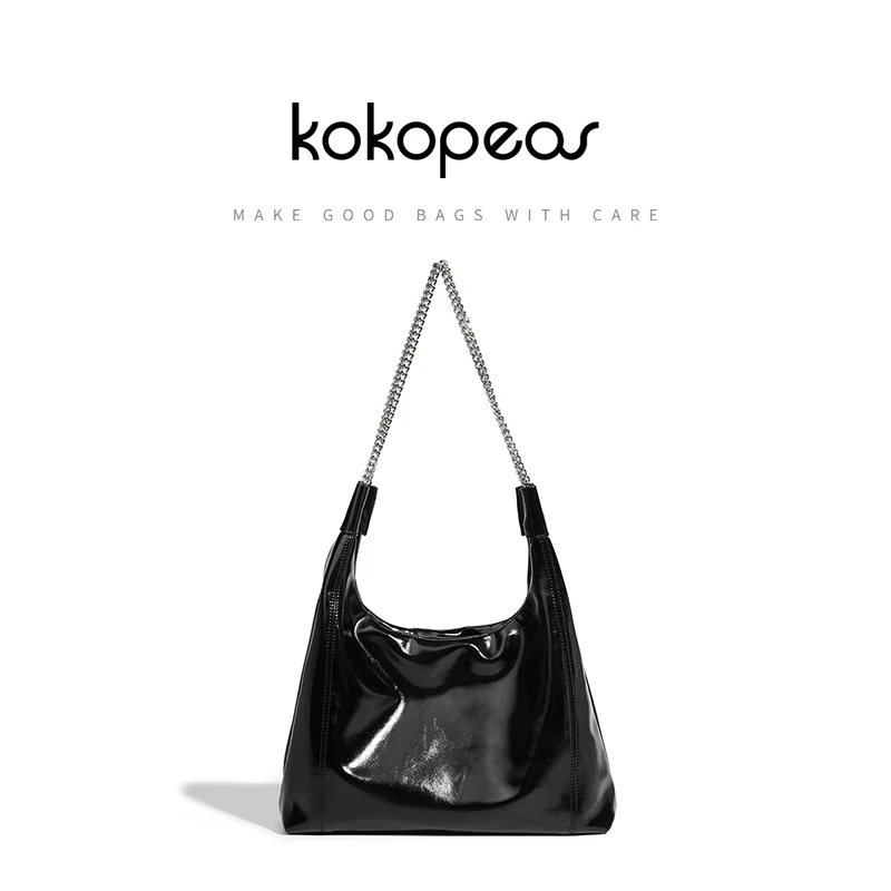 

KOKOPEAS Capacity Women Shoulder Bag with Chain Vegant Leather Underarm Hobo Handbag Casual Roomy Square Tote Purse