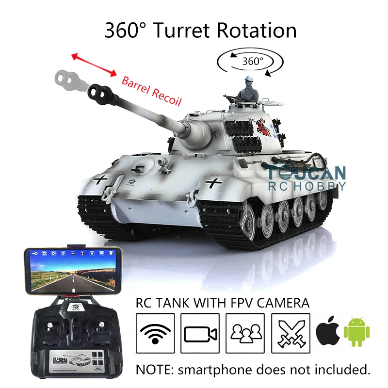 

Henglong FPV 7.0 ProVer King Tiger 1/16 RC Tank 3888A Barrel Recoil Battle Simulation Military Tank TH17558-SMT7