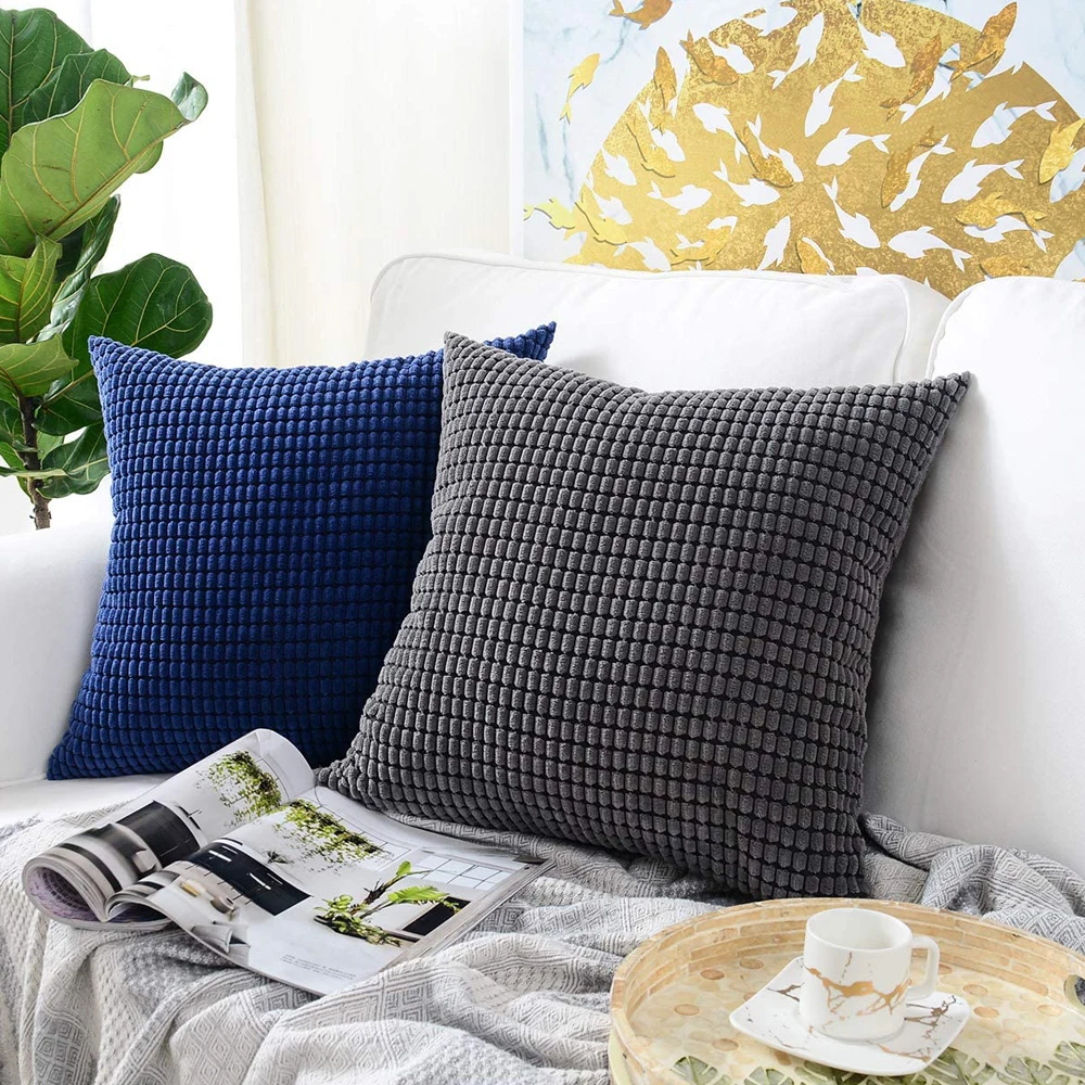 Сплошной цвет кукурузная вельветовая наволочка 45/50/55/60/66 см INS стиль чехол для