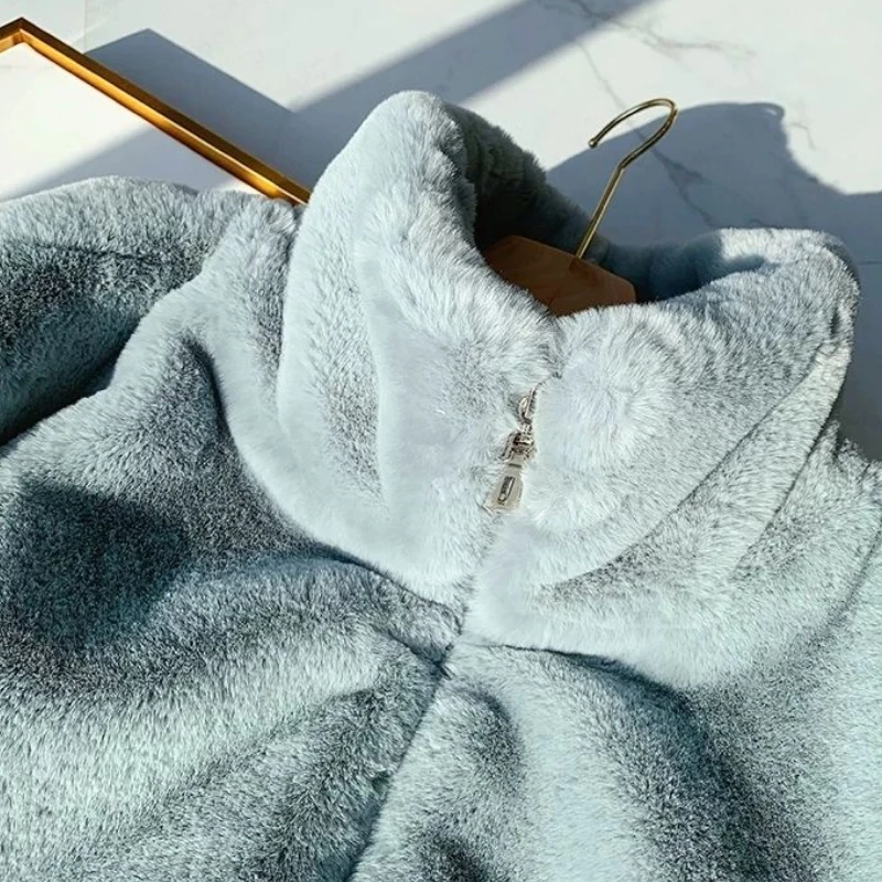 Women's Faux Fur Coat Super Hot Coat Pullover Snow Outercoat Sweatshirt Loose Korean Fashion Faux Rex Rabbit Sweatshirt New