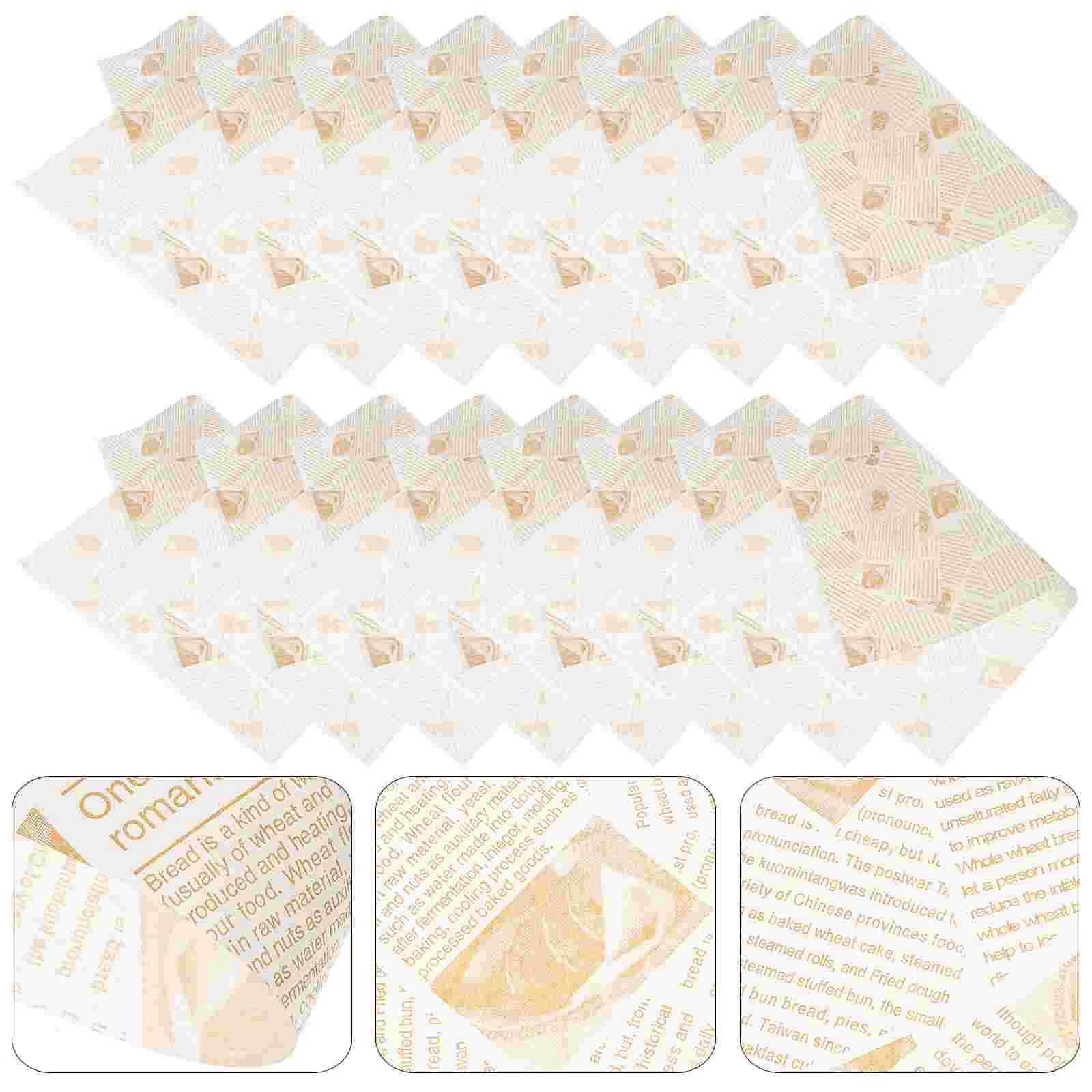 

100 Sheets Oil-absorbing Wrapping Paper Cookie Wrappers Snack Mat Oil-proof Baking Pad Food Party