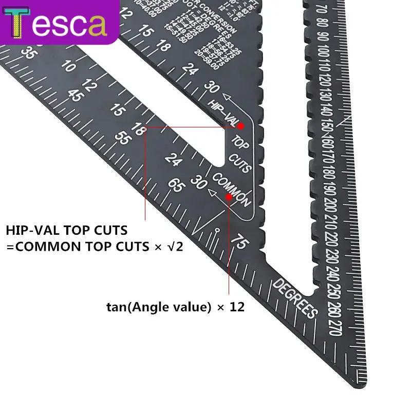 

Треугольная линейка для деревообработки, прямоугольный транспортир 12 дюймов, для обрамления, столярных работ, скоростной квадратный транспортир из алюминиевого сплава, измерительные инструменты