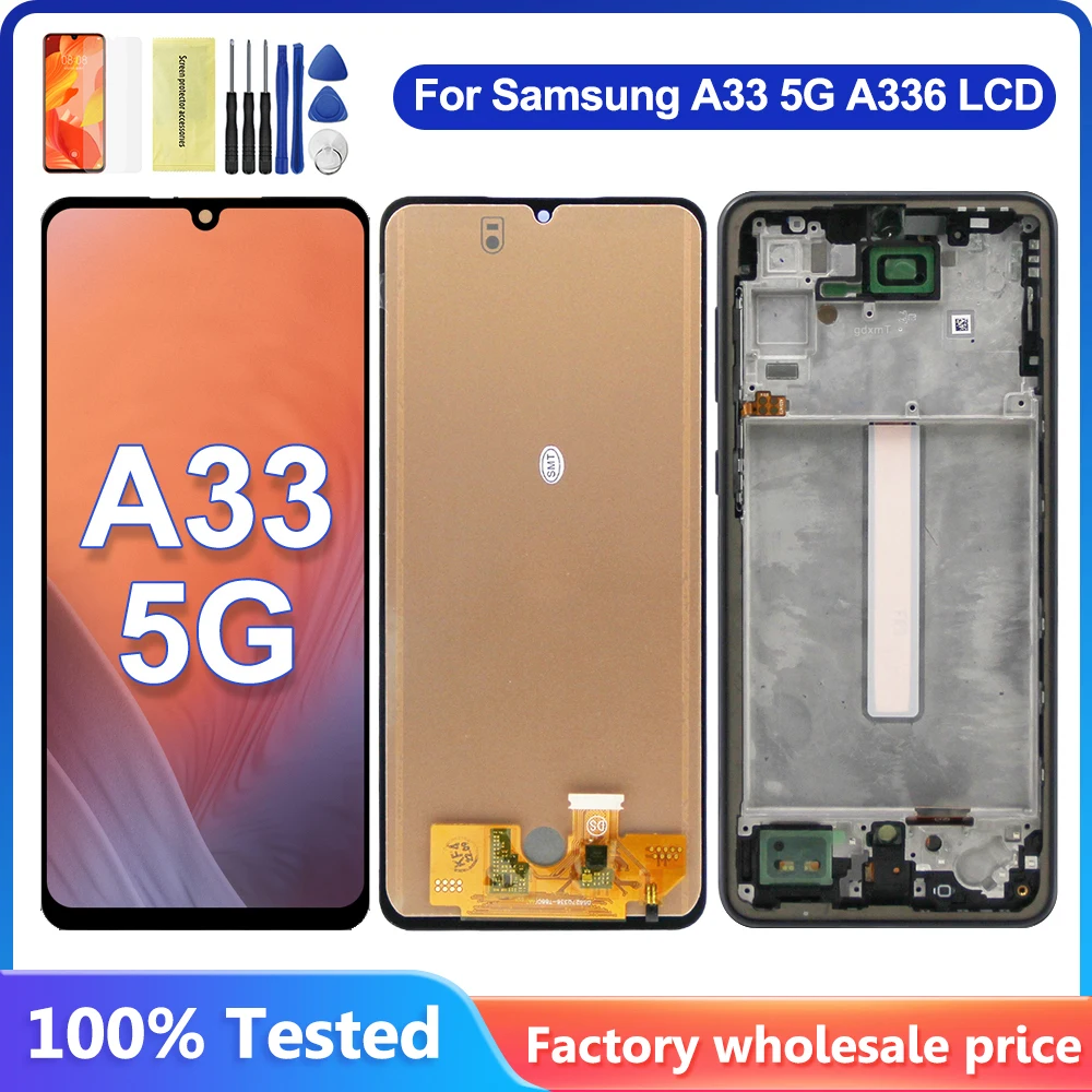 Сенсорный экран A33 с рамкой 6,4 дюйма для Samsung Galaxy A33 5G LCD A336U A336B A336E
