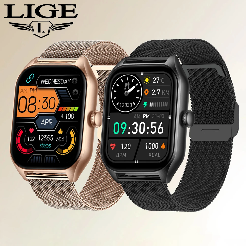 

Смарт-часы LIGE с Bluetooth, водонепроницаемые, С Пульсометром