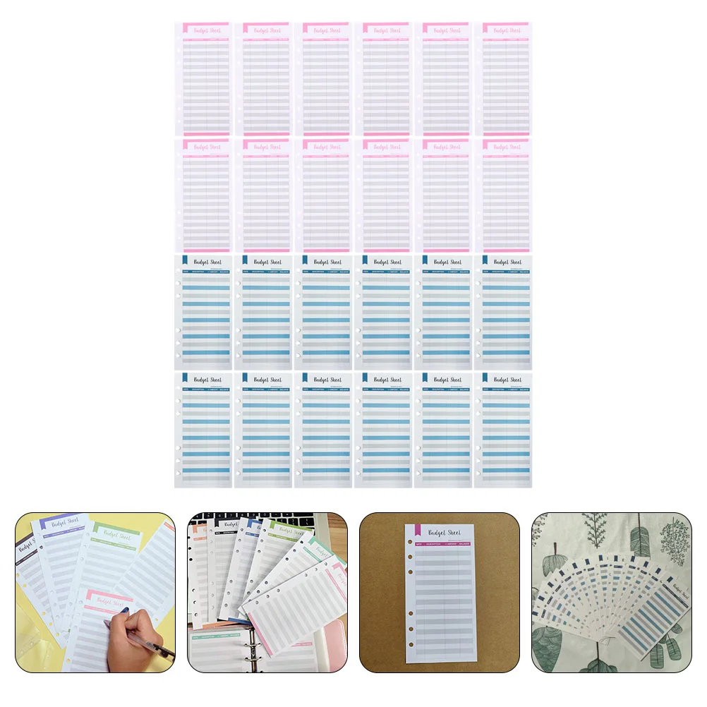 

24PCS Cash Consumption Sheets Portable Budget Cards Expense Budget Sheets