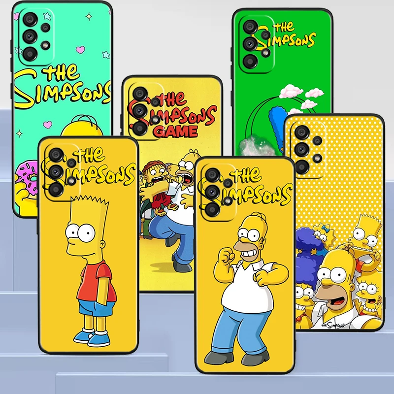 

The Simpsons cute cartoon Black Phone Case For Samsung A73 A72 A71 A53 A52 A51 A42 A33 A32 A23 A22 A21S A13 5G Cover