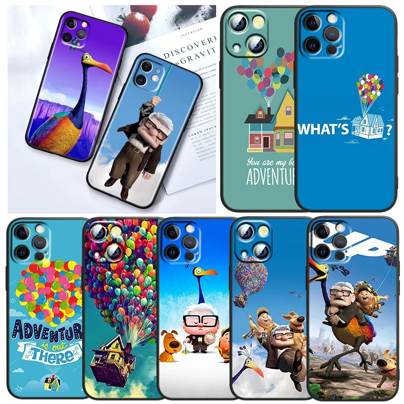 

Balloon Anime UP Phone Case For Apple iPhone 14 13 12 11 SE XS XR X 7 8 6 Mini Plus Pro MAX 2020 Black Soft Cover
