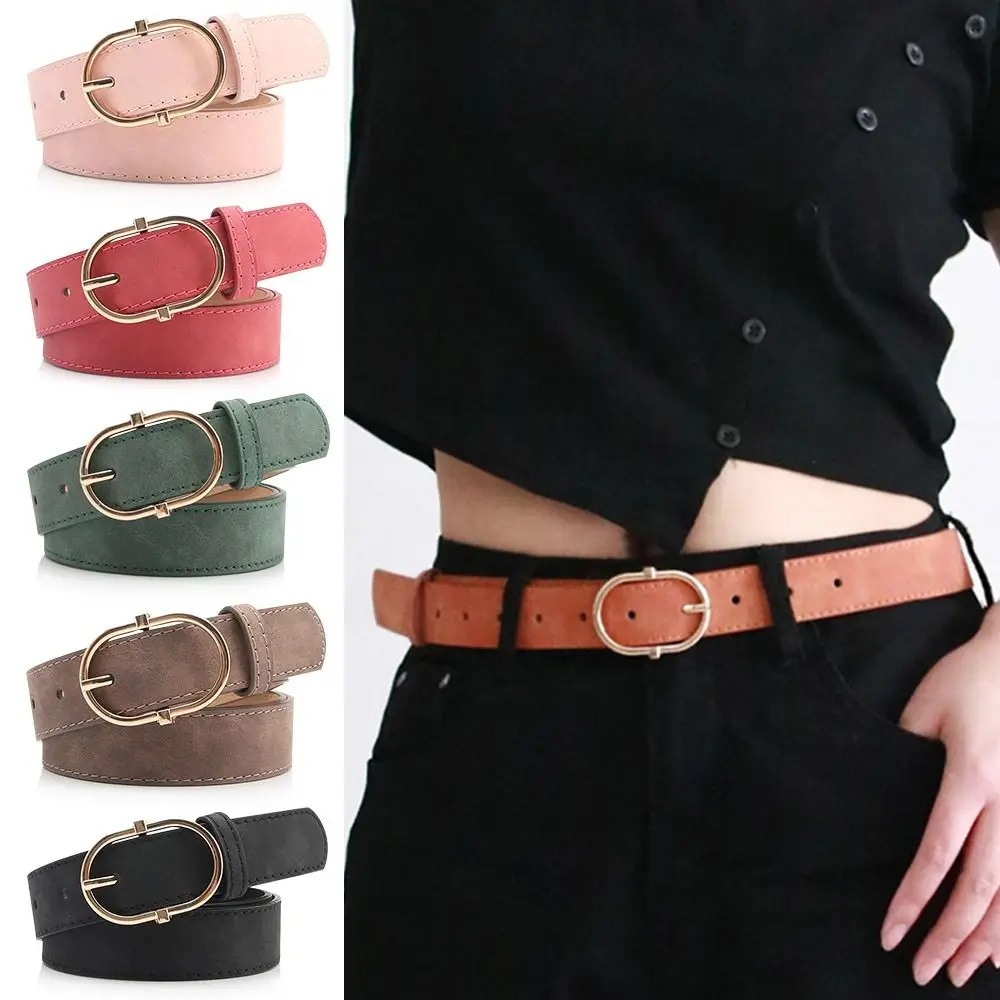

Ремень женский из матовой кожи, повседневный простой Роскошный дизайнерский брендовый пояс с золотой пряжкой