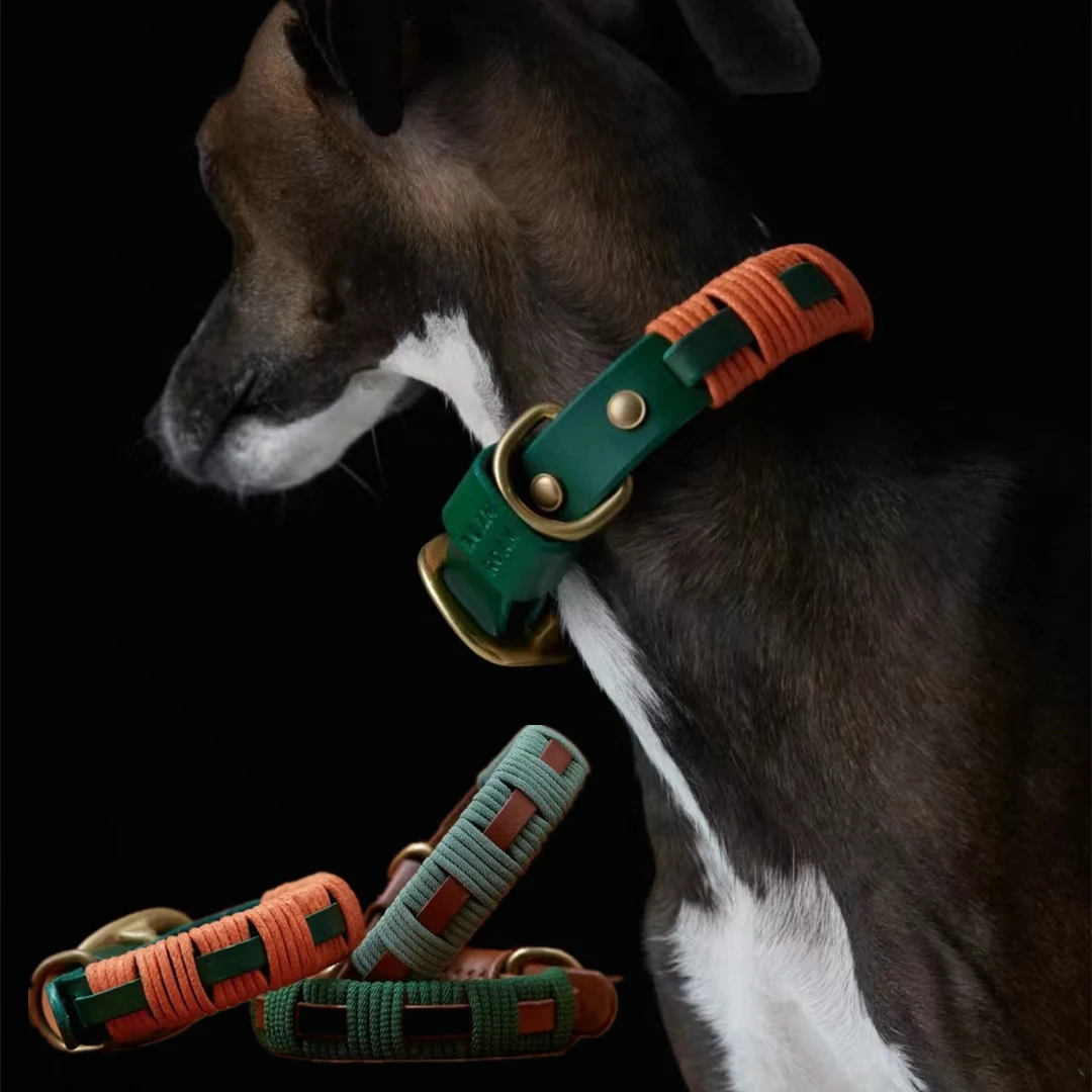 

Handmade Pet Collar Luxury High Quality Braided Rope Design Cow Leather Dog Collar Suitable for Whitby Little Greyhound Doberman