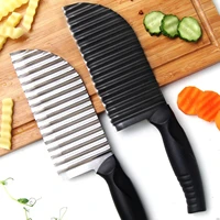kitchen chefs knife wavy blade high hardness stainless steel potato radish cutter multifunction knife for kitchen cooking