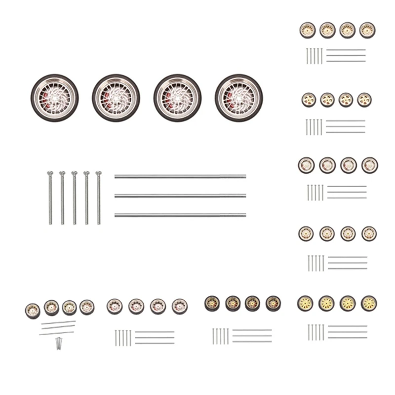 

Паровое колесо в масштабе 1/64, 4 шт., колеса из сплава, модель автомобиля из сплава с Тормозным Диском для 1:64, универсальная модель автомобильн...