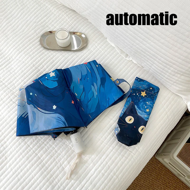 

Автоматический складной зонт Blue Green Purple Cat