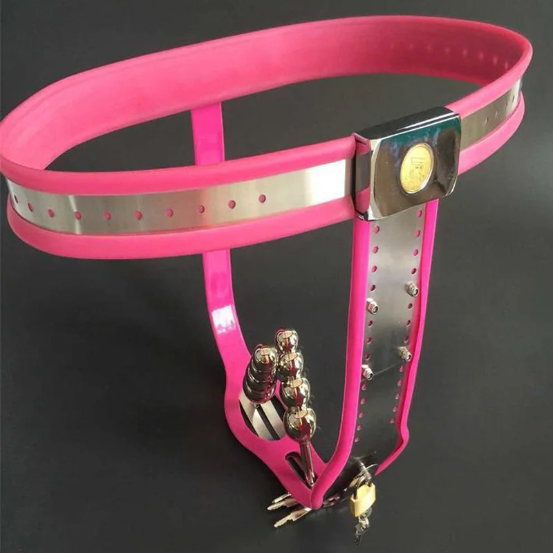 Женский пояс верности анальная пробка + Искусственный фаллоимитатор мастурбатор