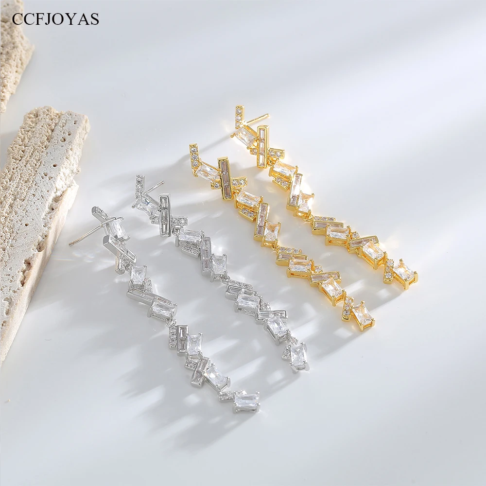 

CCFJOYAS 925 Silver Needle Long Zircon Tassel Earrings for Women Personality ins Temperament Light Luxury Irregular Earring
