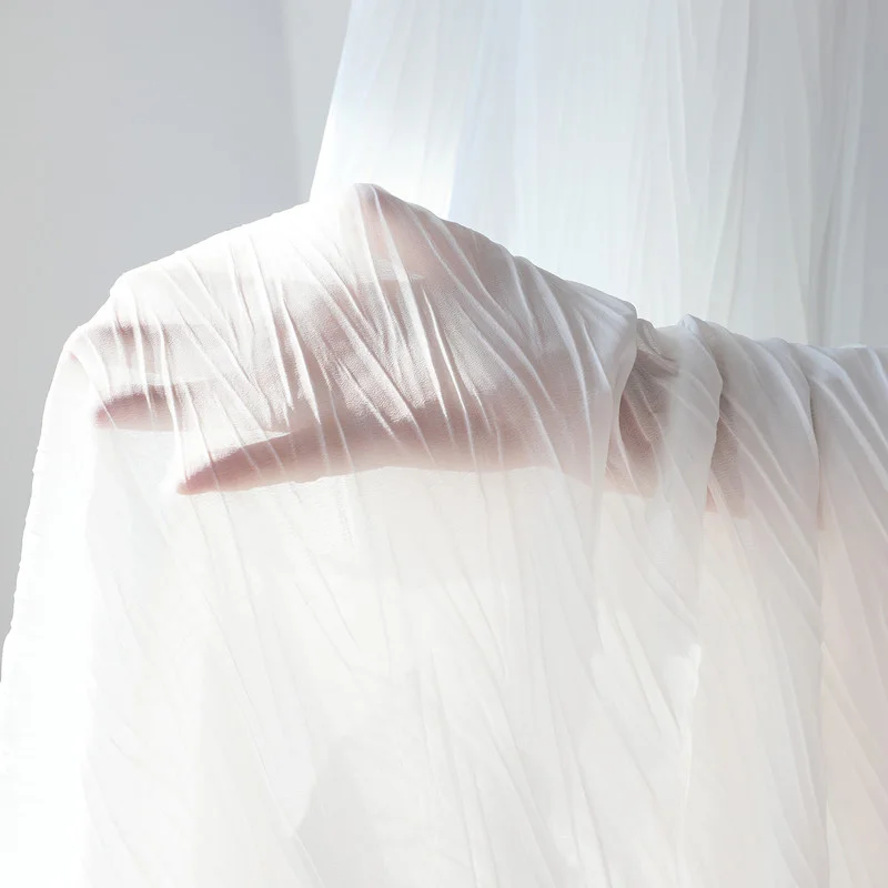 Современные белые шифоновые шторы из тюля для гостиной мягкий креп прозрачные