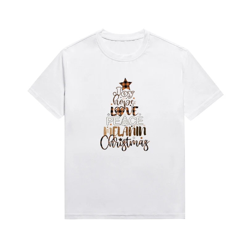 Jou Hope Love Peace Melanin веселая женская футболка с рисунком рождественской елки