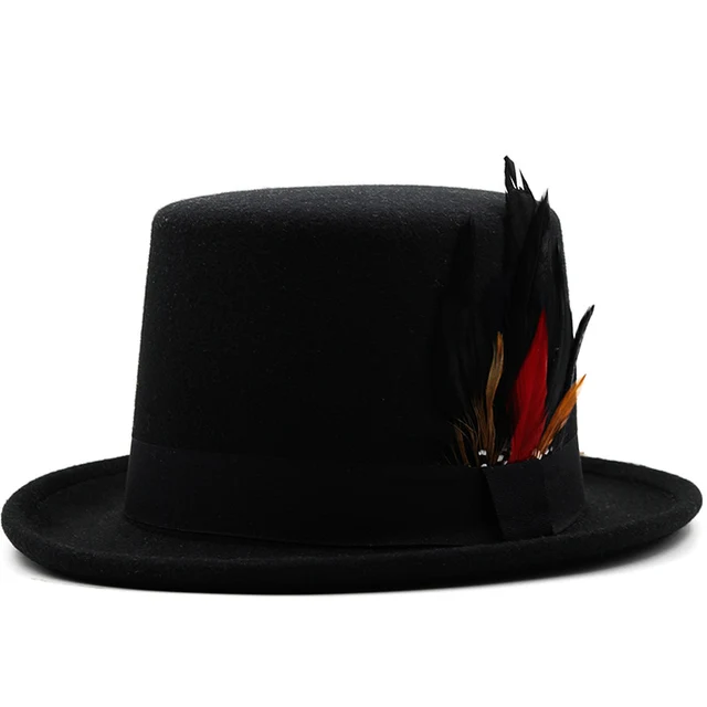 Wool Felt Black Top Hat Cylinder Hat 