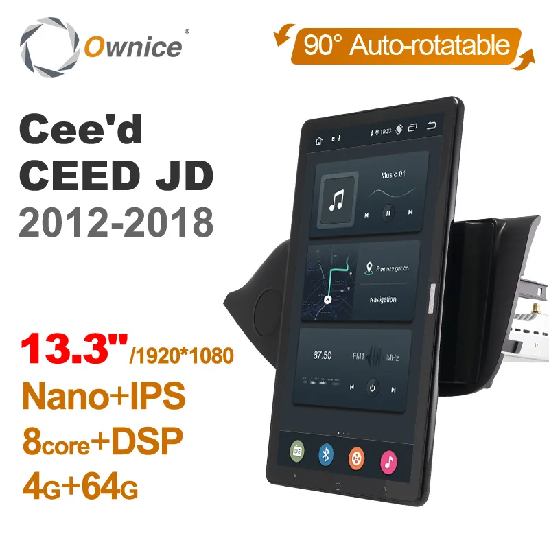 Фото Автомобильная мультимедийная система Ownice Android 14.0 1920*1080 13.3 дюйма для KIA Cee'd CEED JD 2012-2018, автомагнитола, аудио, 4G LTE, 360, 8-ядерный процессор, без DVD №1