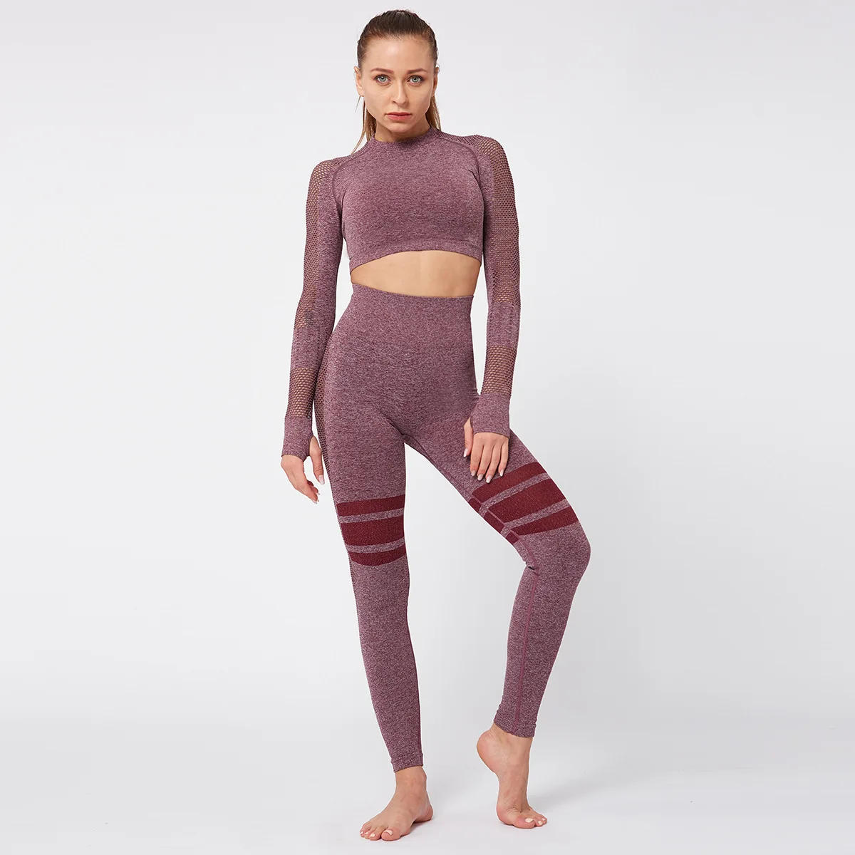 

European and American Seamless Yoga Suit Set Hip Lifting Yoga Pants Sports High Waist Fitness Pants Women's Tight Leggings
