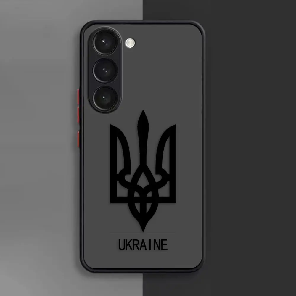 Matte Phone Case for Samsung Galaxy S23 S22 S21 S20 S10 4G S9 S8 Plus ULTRA 5G LITE Case Funda Emblem Of The Tlag Of Ukraine