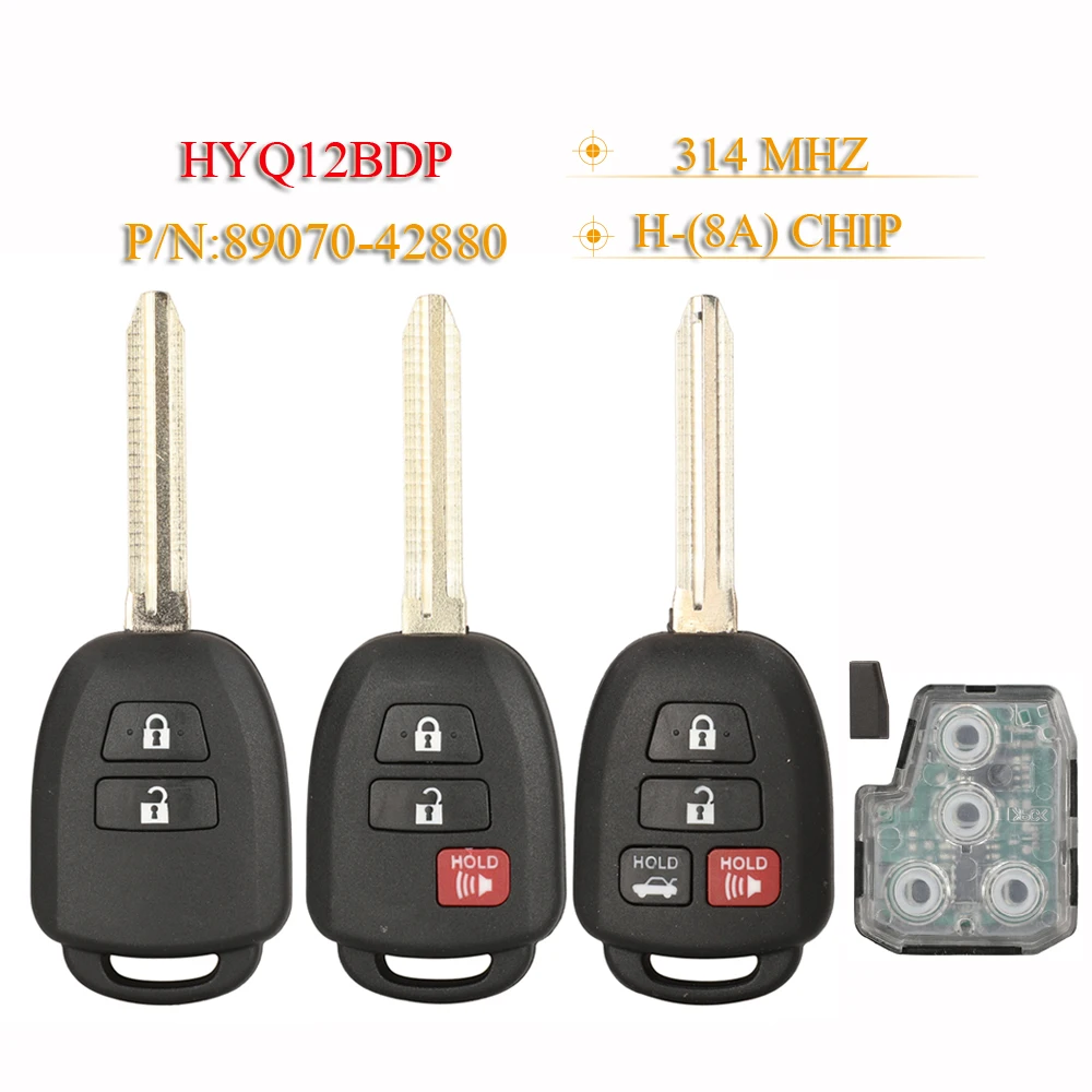 

Jingyuqin HYQ12BDP 89070-42880 Car Remote Key 314mhz H-8a Chip For Toyota Tacoma Combo Rav4 Kluger Highlander Toy43 Blade