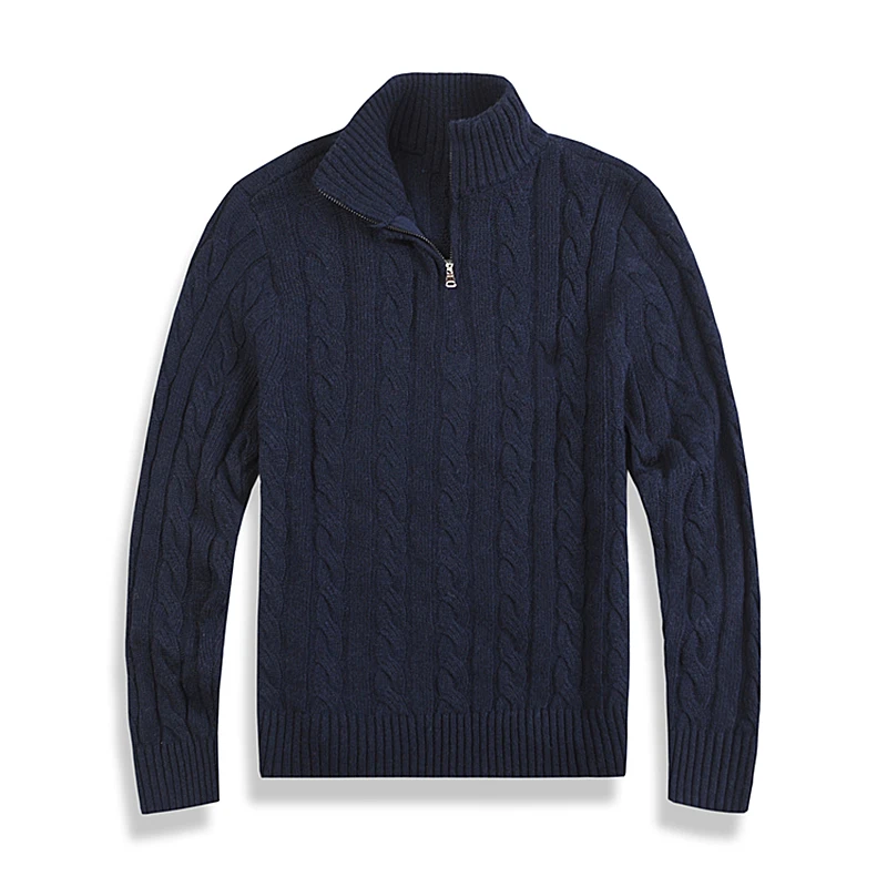 

Autumn Winter Men's Sweaters Classic Comfortable Fit Twisted 100% Cotton Knitted Sweater RL8509